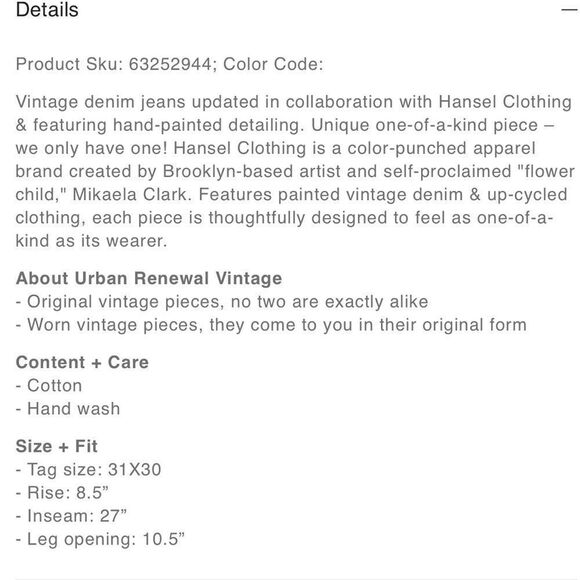 Vintage Urban Renewal Hansel Smiley Face Hand Painted Jeans 28 HP🎉 - Picture 8 of 8